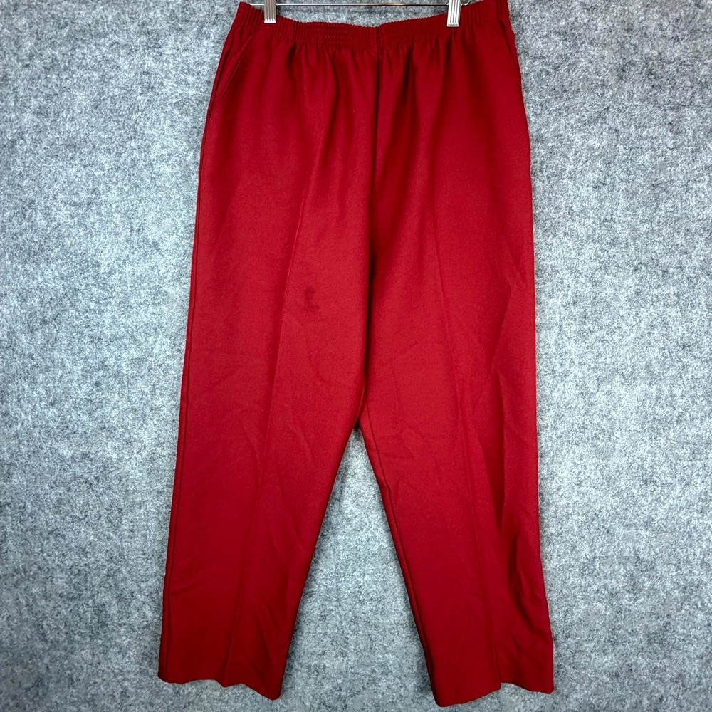 Alfred Dunner Pants Womens 12 Red Retro Comfort Elastic Waist Straight Leg